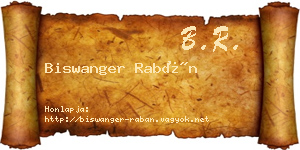 Biswanger Rabán névjegykártya